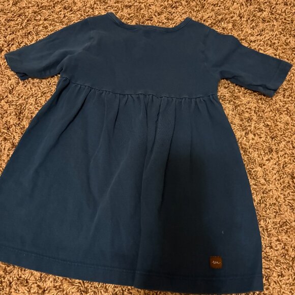 Tea Collection Dress 2 Dark Blue Geometric Print Long Sleeve 100% Cotton - Picture 3 of 3